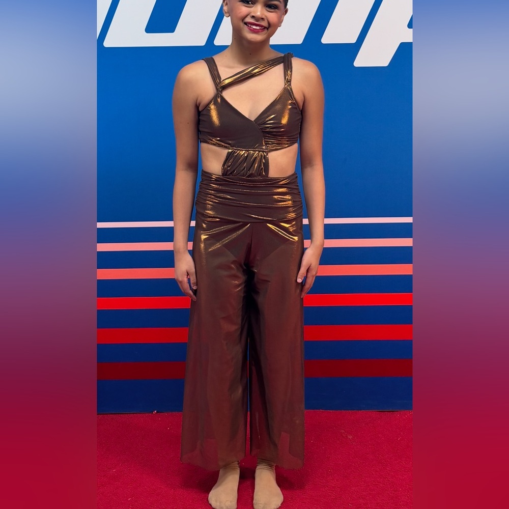 DANCE SOLO COSTUME CUSTOM GOLD SIZE AXS